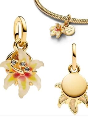 PANDORA DISNEY TANGLED SUNDROP GLOW IN THE DARK FROWER DANGLE CHARM.